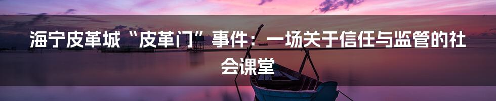 海宁皮革城“皮革门”事件：一场关于信任与监管的社会课堂