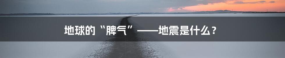 地球的“脾气”——地震是什么？