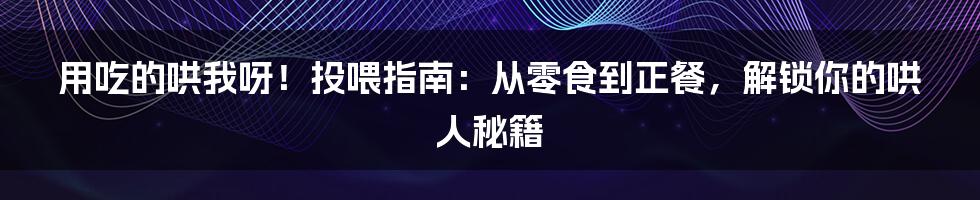 用吃的哄我呀！投喂指南：从零食到正餐，解锁你的哄人秘籍