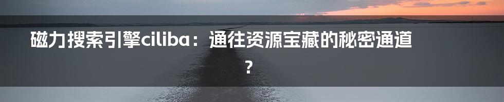 磁力搜索引擎ciliba：通往资源宝藏的秘密通道？