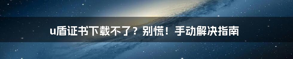 u盾证书下载不了？别慌！手动解决指南