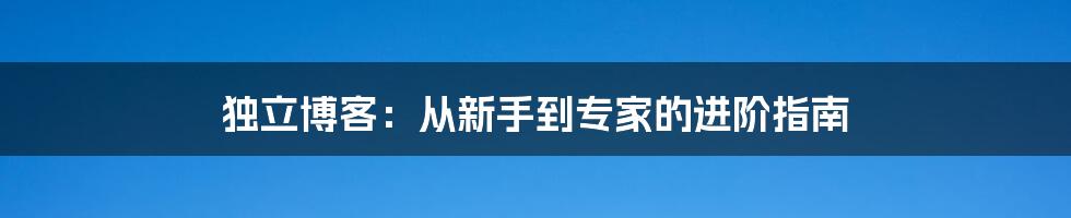 独立博客：从新手到专家的进阶指南