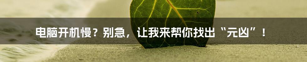 电脑开机慢？别急，让我来帮你找出“元凶”！