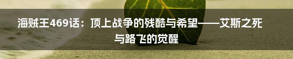 海贼王469话：顶上战争的残酷与希望——艾斯之死与路飞的觉醒