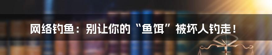 网络钓鱼：别让你的“鱼饵”被坏人钓走！