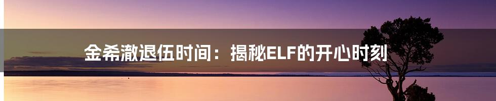 金希澈退伍时间：揭秘ELF的开心时刻